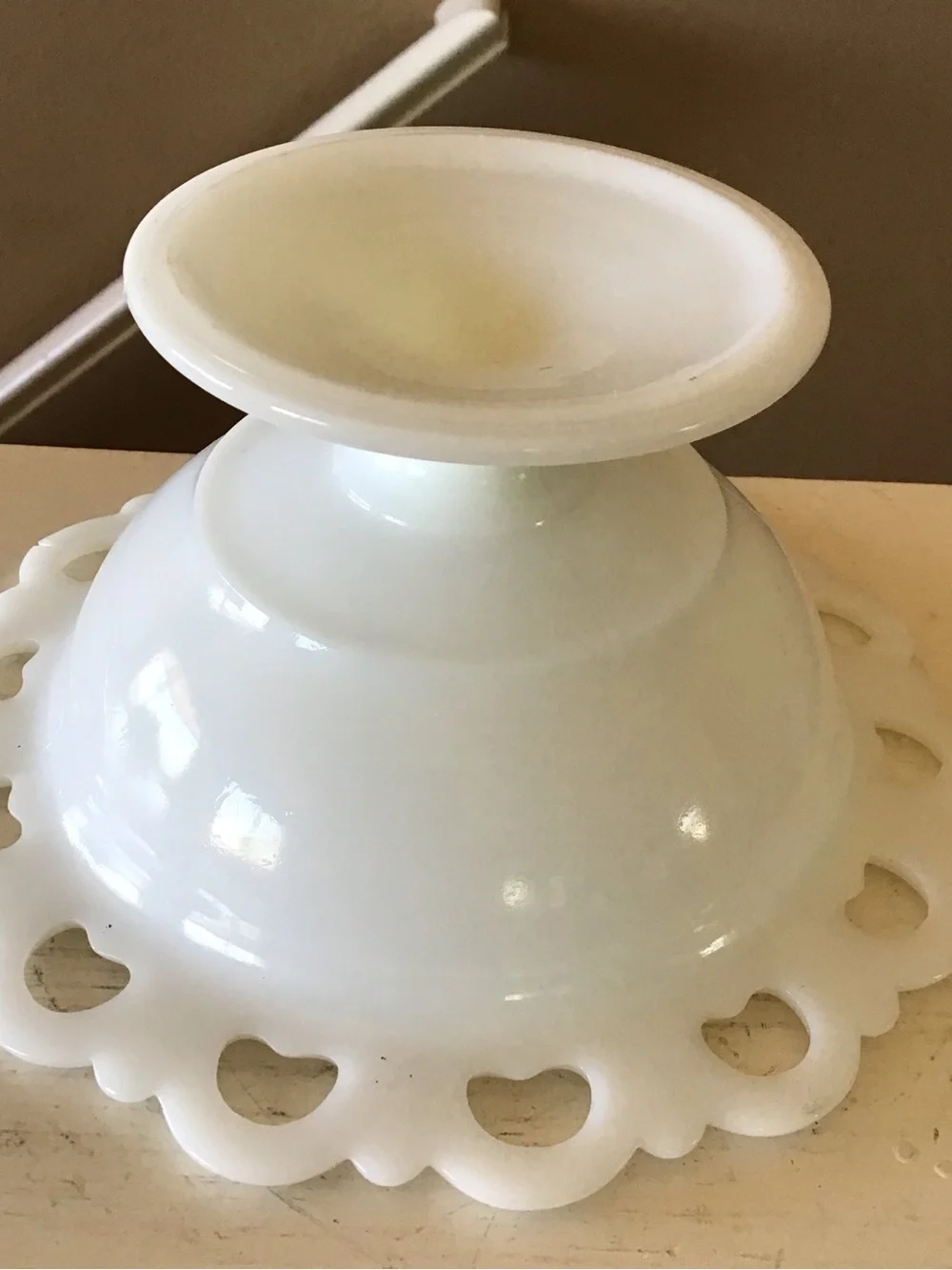 Vintage Anchor Hocking Milk Glass Pedestal Dish